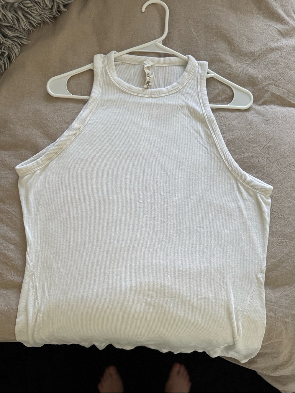 lululemon athletica White Ribbed High Neck Tank